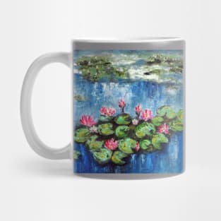 Pink Water Lilies in a Pond Mug